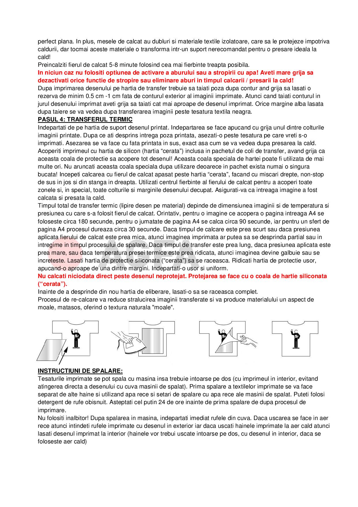 Hartie pentru transfer fotografii pe negre, AGFA Photo, format A4, greutate - pachet 5 coli