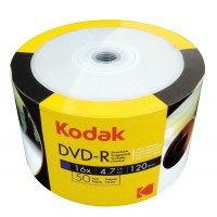 DVD-R Kodak inkjet printabil 4.7GB suprafata semi mata viteza 16x - pachet de 50 discuri